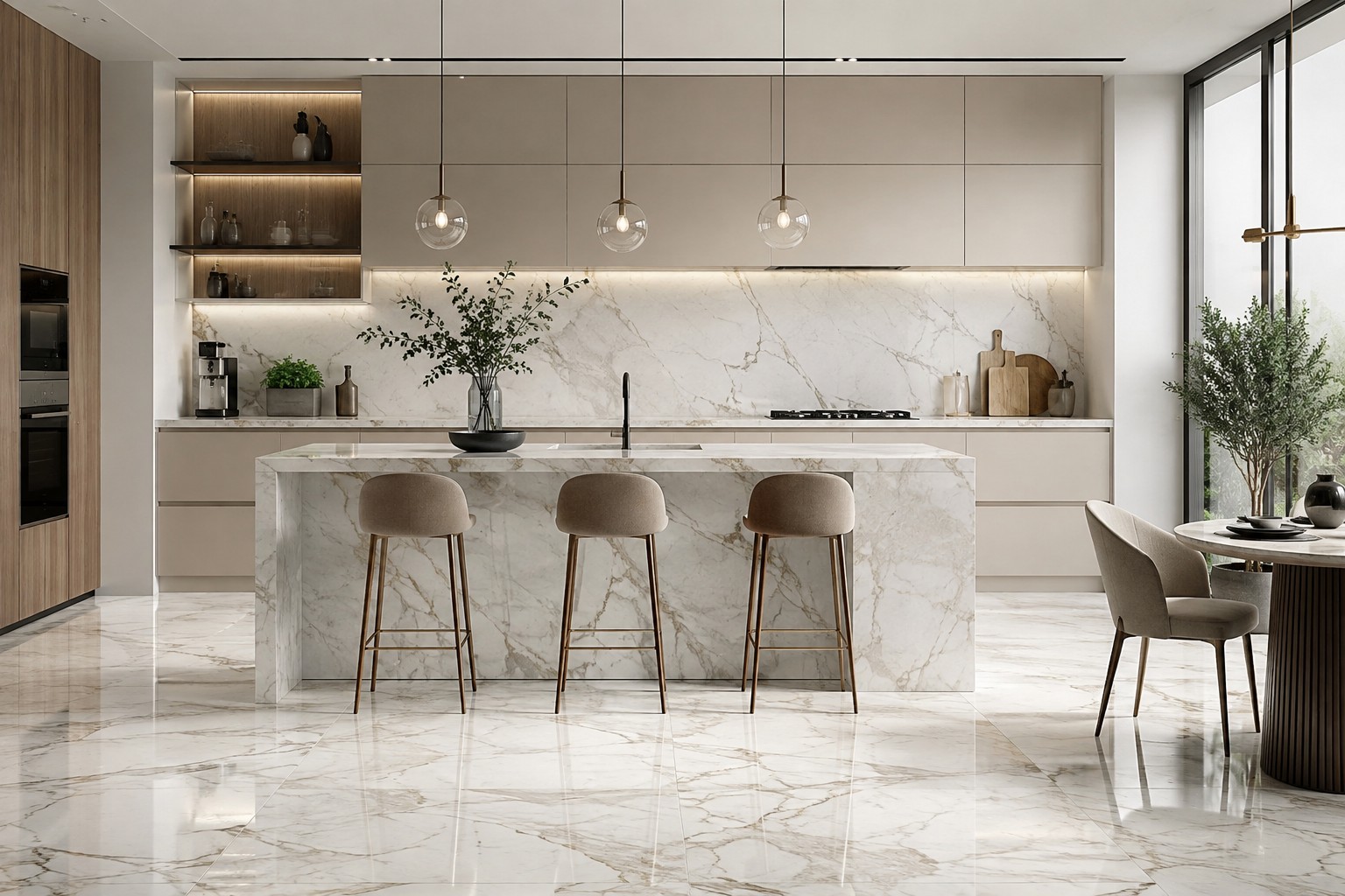 Projet cuisine, plan de travail en marbre